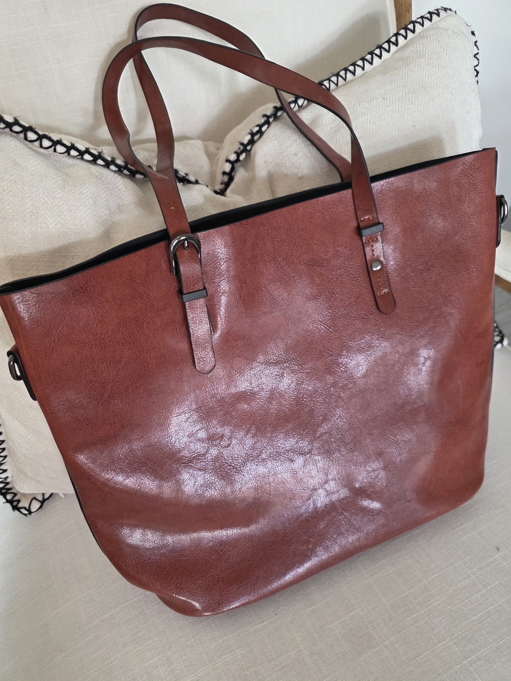 Everyday Leather-Effect Tote in Chestnut